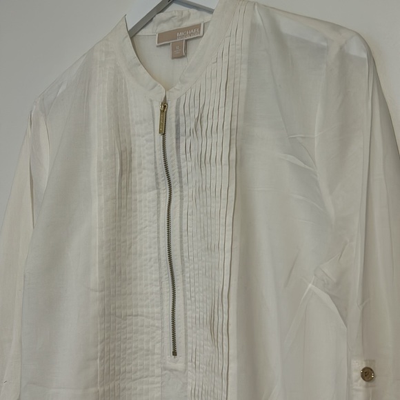 MICHAEL Michael Kors White Zip-Up Blouse, Size 10 - Picture 4 of 11
